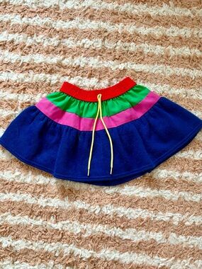 Vintage Colorblock Tiered Mini Skirt